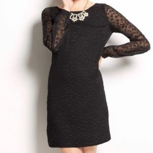 NWT ANN TAYLOR BLACK CIRCLE DOT OVERLAY DRESS 12